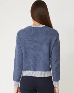 MONROW Crochet Pullover Sweater WASHEDBLUE Store